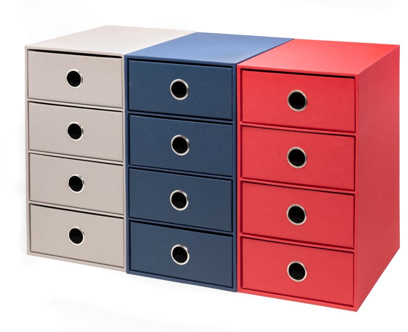 Scatola 4 cassetti Living - 17,5x25x32 cm - rosso