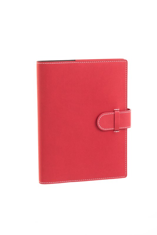 Agenda giornaliera in similpelle - blocco mobile -  2026 - 14,5x20,5 cm - linguetta di chiusura - rosso