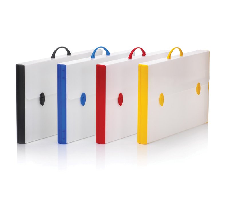 Valigetta portadisegni - polionda - dorso rigido - 37x60 cm - dorso 5 cm -  bianco - accessori colori assortiti