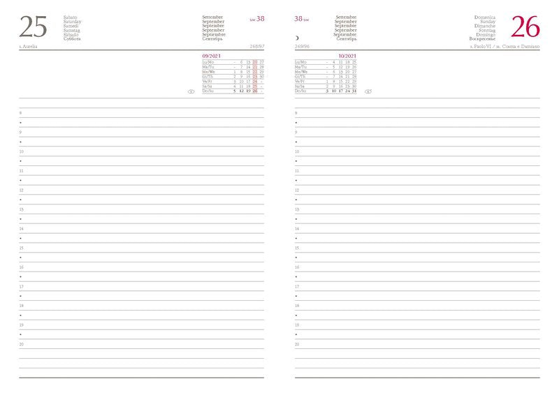 Agenda giornaliera in sintetico, blocco fisso - 2026 - 14,5x20,5 cm - verde mela
