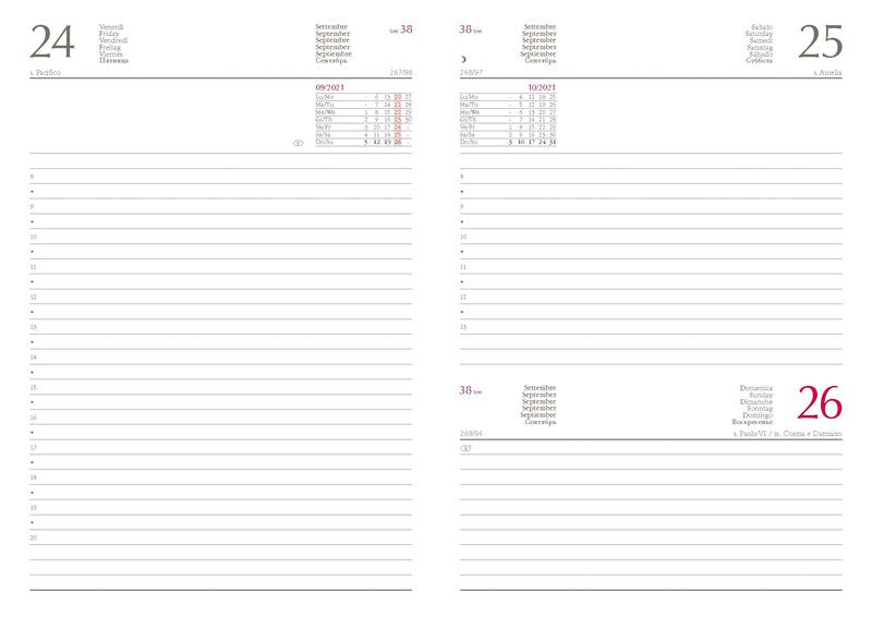 Agenda giornaliera in sintetico, blocco fisso - 2026 - 14,5x20,5 cm - blu
