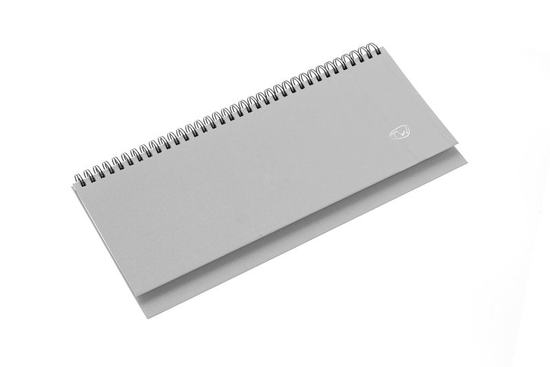 Planner settimanale 12 mesi orizzontale - in sintetico - blocco fisso -  2026 - 29,8x10,5 cm - spirale - grigio argento