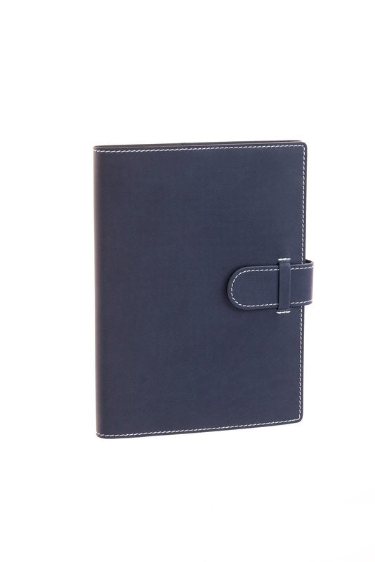 Agenda giornaliera in similpelle - blocco mobile -  2026 - 14,5x20,5 cm - linguetta di chiusura - blu