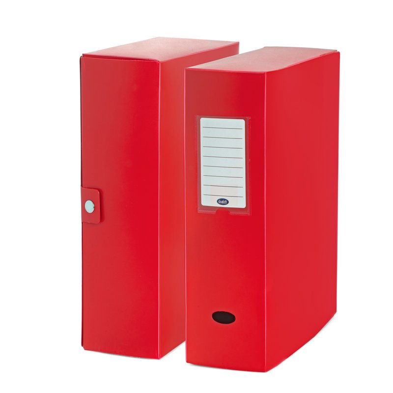 Scatola progetti con bottone - Dorso 10 cm - 35x25 cm - rosso
