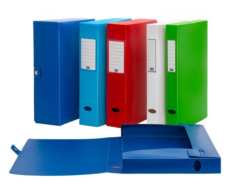 Scatola progetti con bottone - Dorso 10 cm - 35x25 cm - blu