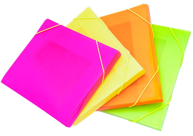 Scatola progetti pp colori fluo con elastico - Dorso 2,5 cm - 30x22 cm. Colori assortiti