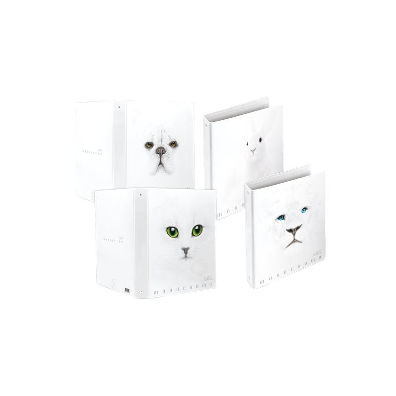 Cartella ad Anelli A4 Monocromo White  4 Anelli  27X32 - Formato 27x32 - Formato anelli 30 mm - Formato utile A4 - Colori assortiti