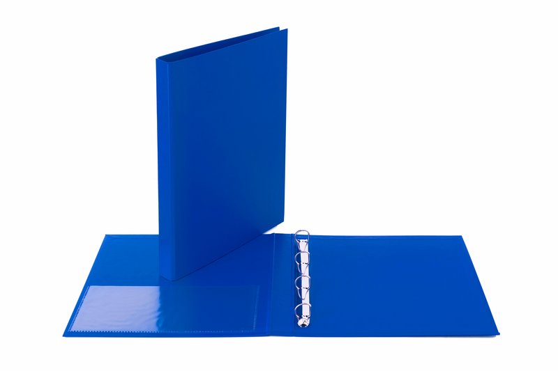 Cartella - 4 anelli a D - Diametro 17 mm - 30x22- blu