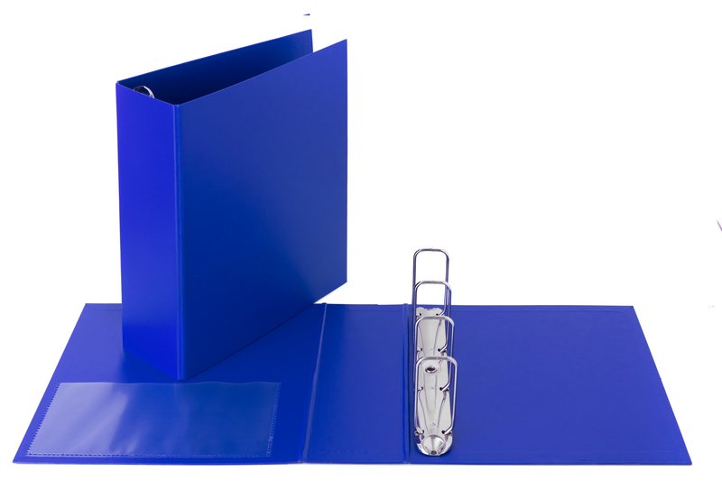 Cartella - 4 anelli quadri - Diametro 80mm - 30x22- blu