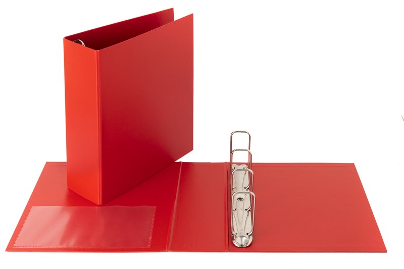 Cartella - 4 anelli quadri - Diametro 80mm - 30x22- rosso