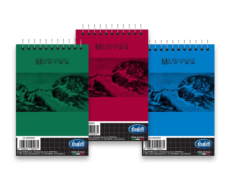 Blocco notes Michelangelo - A7 - 5M - Quadretto da 5mm - spirale - 50 fogli da 80g/mq
