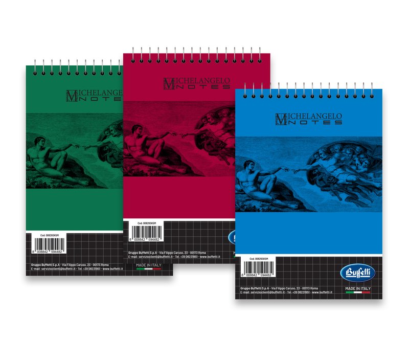 Blocco notes Michelangelo - A6 - 5M - Quadretto da 5mm - spirale - 50 fogli da 80g/mq