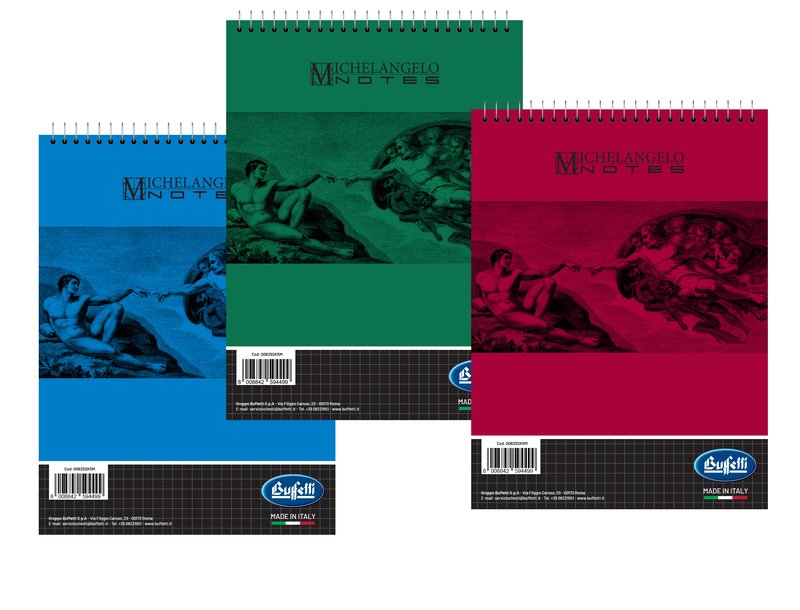 Blocco notes Michelangelo - A5 - 5M - Quadretto da 5mm - spirale - 50 fogli da 80g/mq