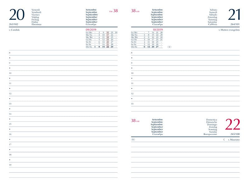 Agenda giornaliera 12 mesi - 2026 - 11x16,5 cm - sab/dom accoppiati - blu