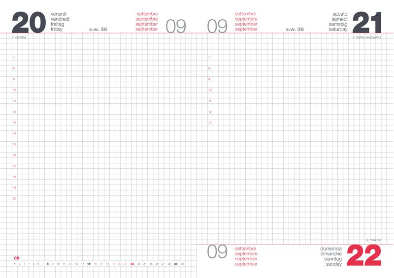 Agenda giornaliera a quadretti blocco fisso - 2026 - f.to 14,5x20,5 cm.