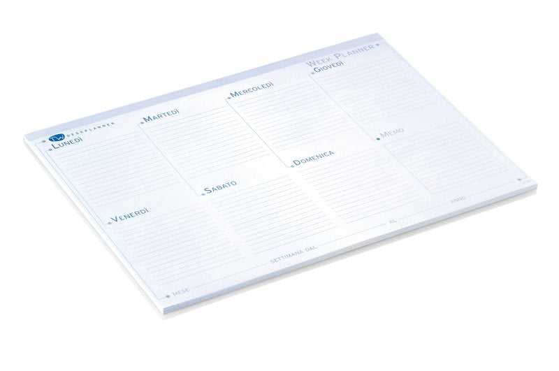 Blocco da tavolo settimanale - data libera - 38,5x29,5 cm - collato