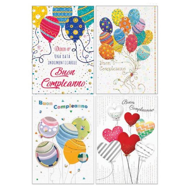 Biglietti assortiti 12x18 BUON COMPLEANNO conf. da 12 pz