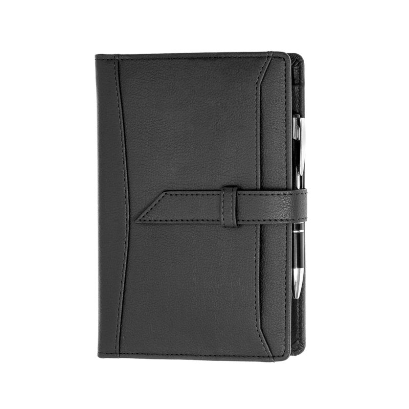 Agenda organizer ad anelli in similpelle, linguetta di chiusura - formato medio - nero