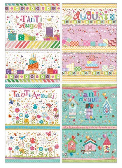 Biglietti assortiti 12x18 TANTI AUGURI conf. da 12 pz