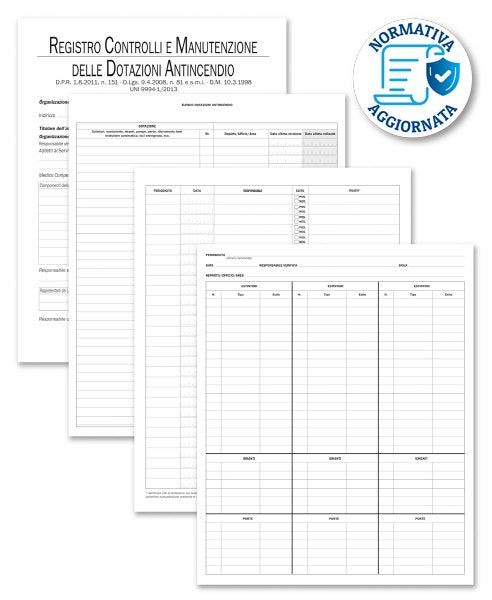 Registro controlli e manutenzione delle dotazioni antincendio - 40 pagine  prenumerate - 31x24,5 cm