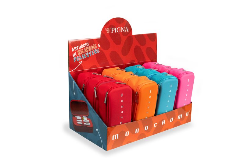 Astuccio Monocromo 2 zip silicone + poliestere - colori assortiti