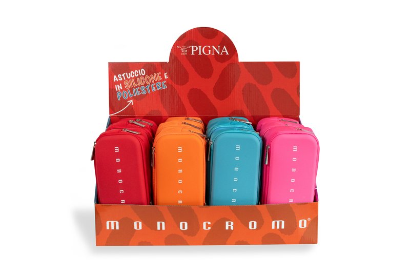 Astuccio Monocromo 2 zip silicone + poliestere - colori assortiti