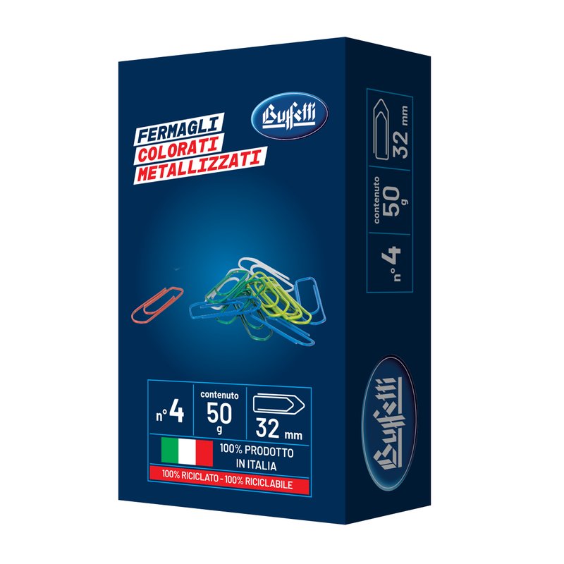 Fermagli zincati  - N. 4 - 32 mm - conf. 50 g - colori assortiti