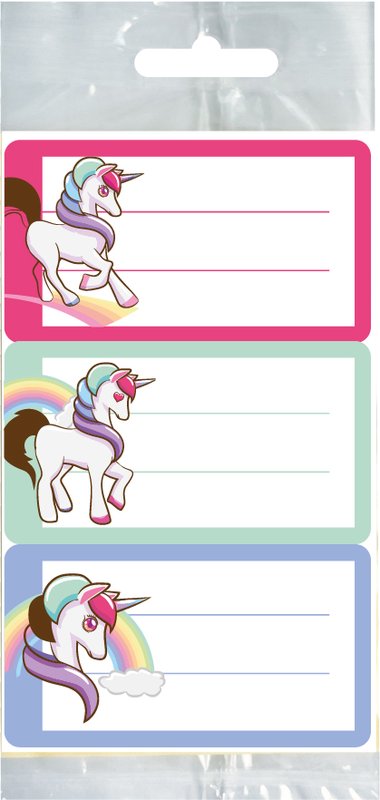 Mini bustine di etichette in carta - unicorni