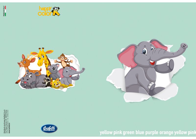 Maxiquaderno HAPPY COLOR KIDS - Rigatura 0Q - Quadretto da 5mm con margine - 80 g - A4 - copertine assortite
