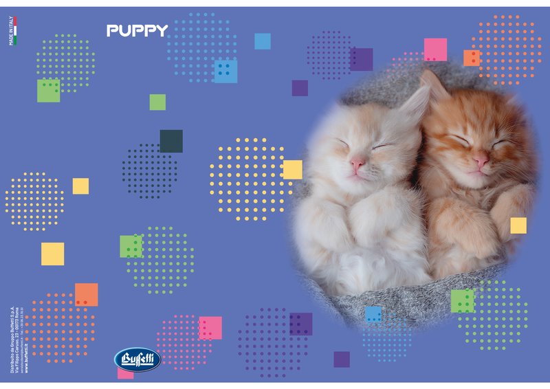 Maxiquaderno PUPPY - Rigatura 4F - Quadretto da 4mm con margine - 80 g - A4 - copertine assortite