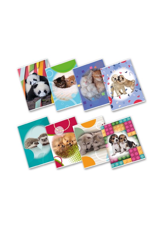 Maxiquaderno PUPPY - Rigatura 10 - Quadretto da 1 cm - 80 g - A4 - copertine assortite
