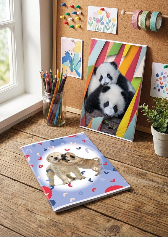 Maxiquaderno PUPPY - Rigatura 5M - Quadretto da 5mm - 80 g - A4 - copertine assortite