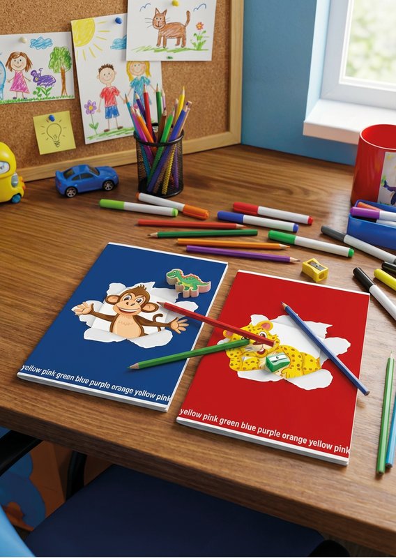 Maxiquaderno HAPPY COLOR KIDS - Rigatura 5M - Quadretto da 5mm - 80 g - A4 - copertine assortite