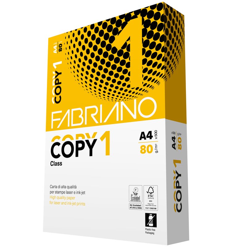 Conf. 5 risme carta per fotocopie Fabriano Copy 1 - A4 - 21x29,7 cm - 80 g