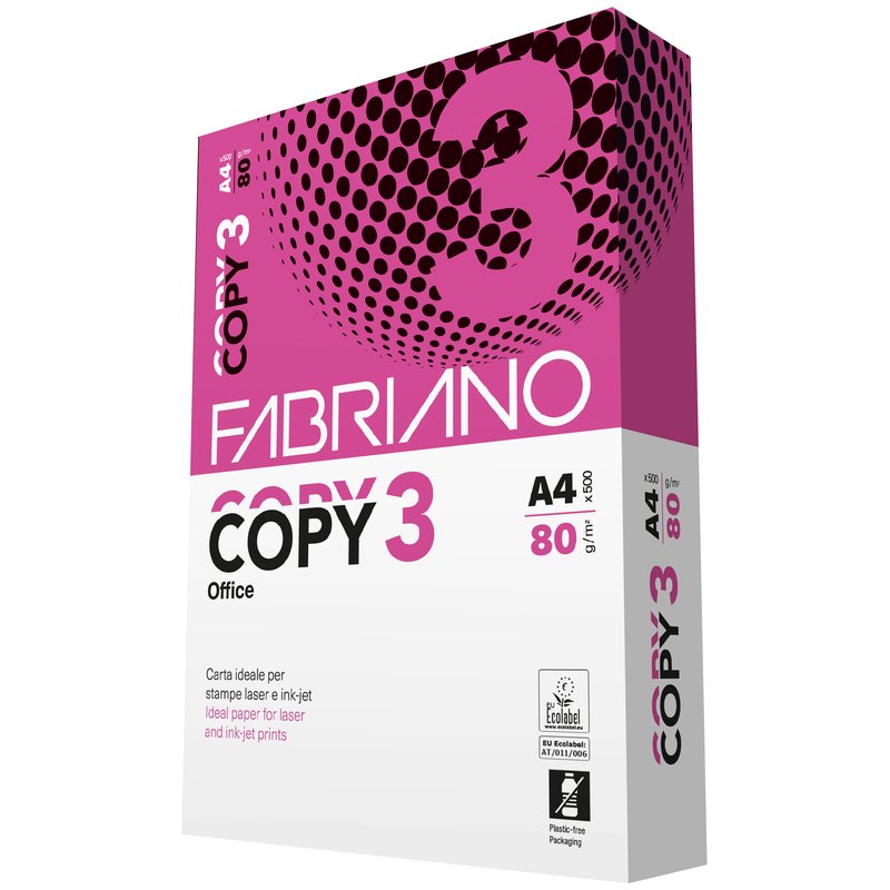 Conf. 5 risme carta per fotocopie Fabriano Copy 3 - A4 - 21x29,7 cm - 80 g