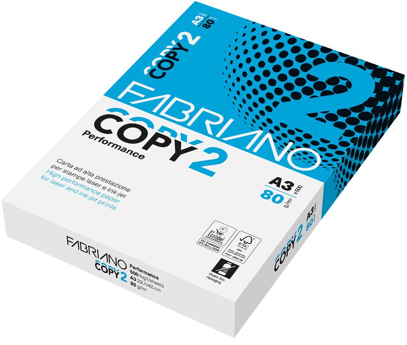 Conf. 5 risme carta per fotocopie Fabriano Copy 2 - A3 - 21x29,7 cm - 80 g