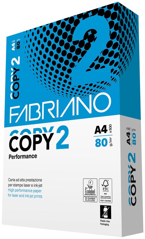 Conf. 5 risme carta per fotocopie Fabriano Copy 2 - A4 - 21x29,7 cm - 80 g