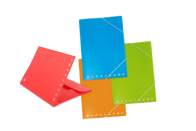 Cartellina 3 lembi con elastico in ppl MONOCROMO - dorso 1,2 cm