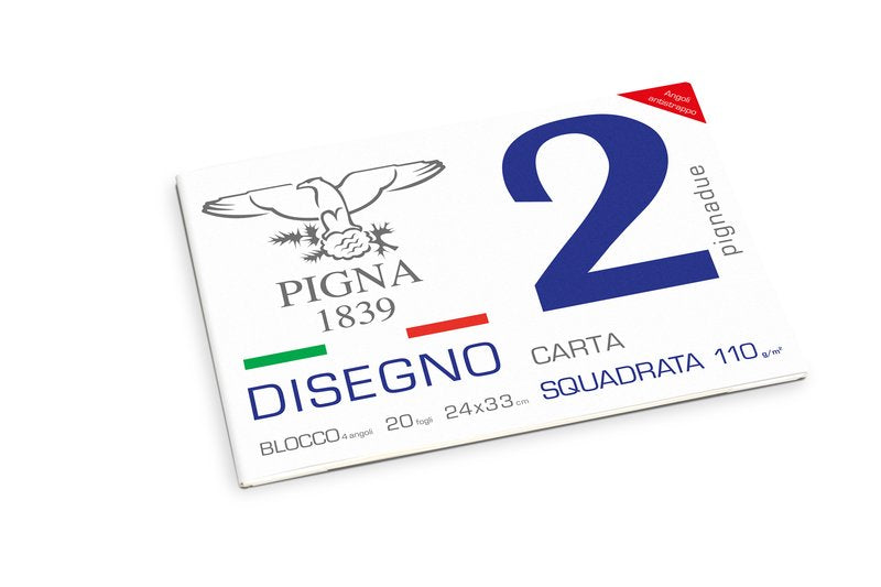 Blocco da Disegno PignaDue con 4 angoli - carta liscia riquadrata