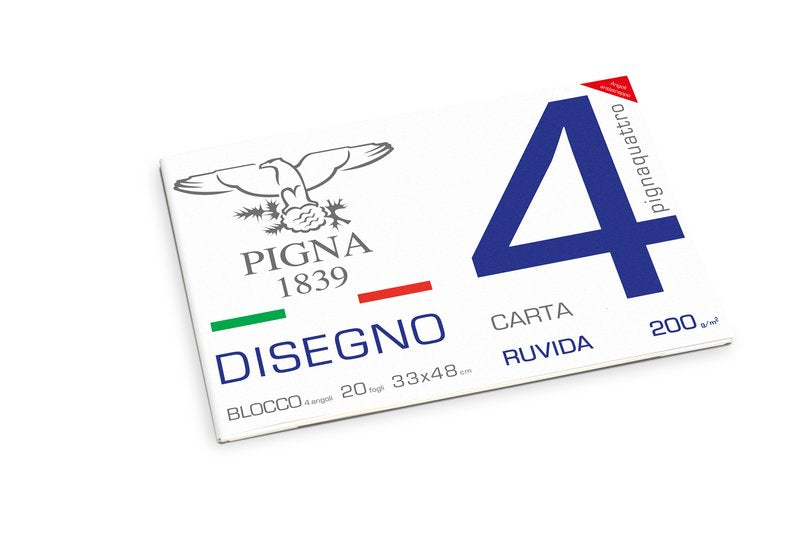 Blocco da Disegno con 4 angoli PignaQuattro - carta ruvida - 33x48cm