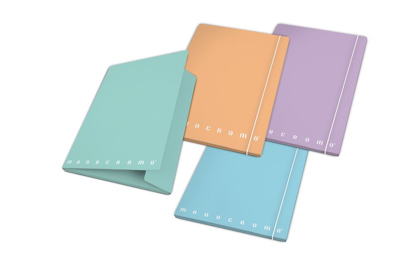 Cartellina 3 lembi con elastico - A4 Pigna Monocromo Pastel  - Dorso 1,2 cm - colori assortiti