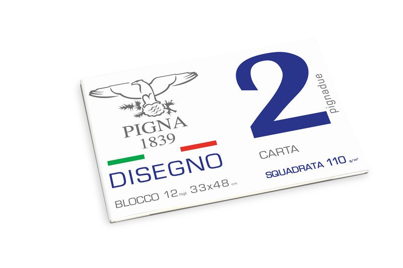 Blocco da Disegno collato Pignadue - carta liscia riquadrata - 33x48cm