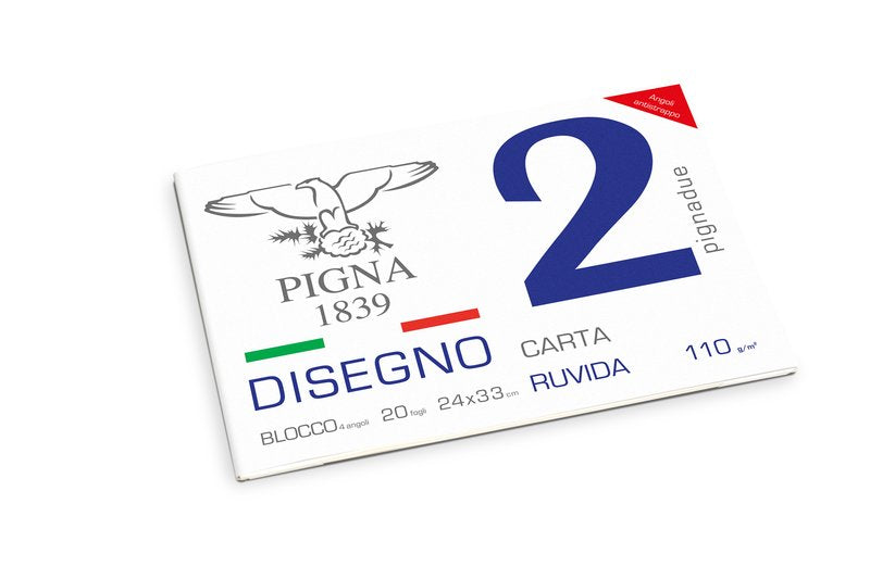 Blocco da Disegno PignaDue con 4 angoli - carta ruvida