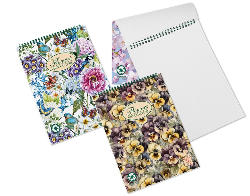 Blocco Spiralato  Nature Flowers lato corto,Carta Riciclata