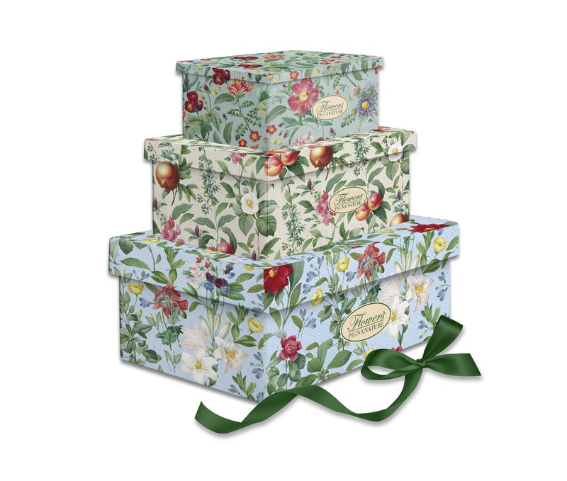 Set 3 pezzi scatole regalo con nastro NATURE FLOWERS