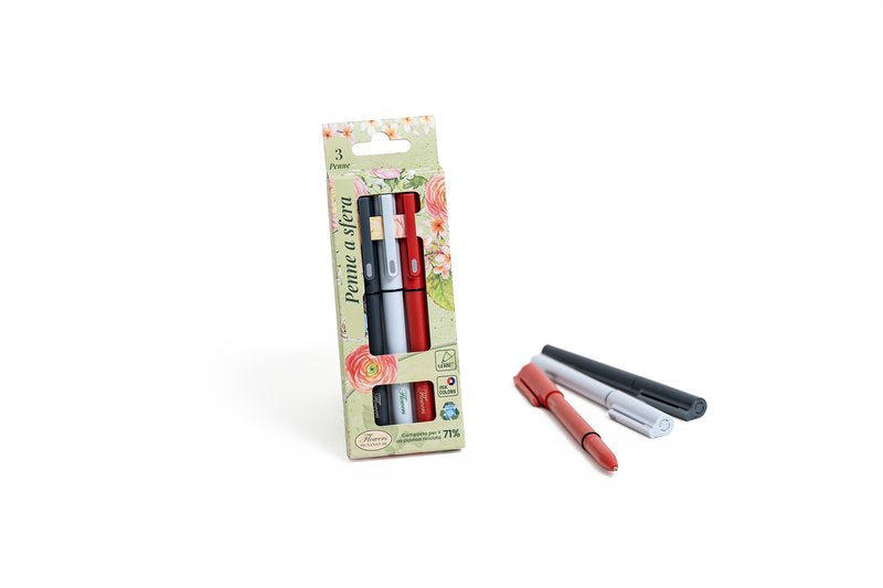 Confezione 3 penne NATURE FLOWERS