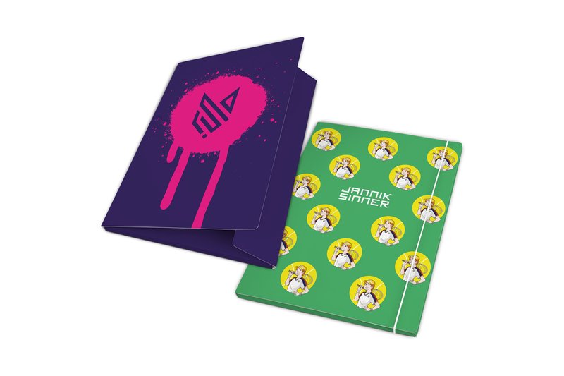 Cartellina 3 lembi con elastico JANNIK  SINNER - dorso 1,2 cm