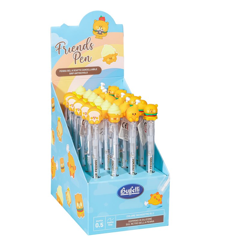 Penna gel a scatto cancellabile FriendsPen - tratto fine - colore blu