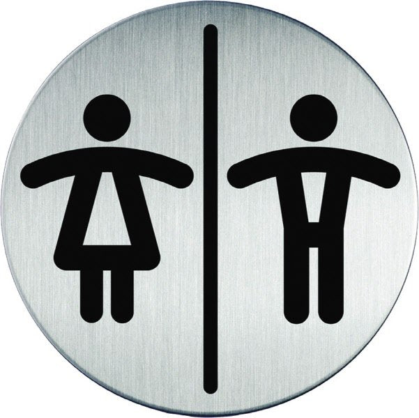 Pittogramma in acciaio  - Pittogramma - rotondo - wc uomini/donne - Ø 83 mm