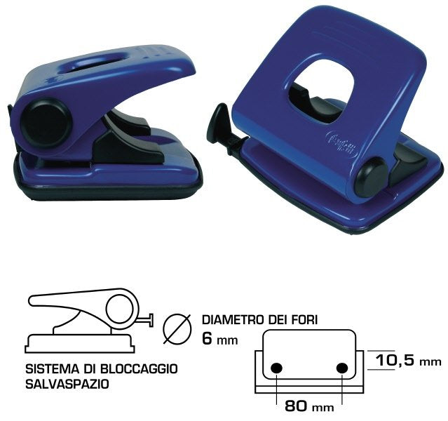 Perforatore a 2 fori - 25 fogli - blu